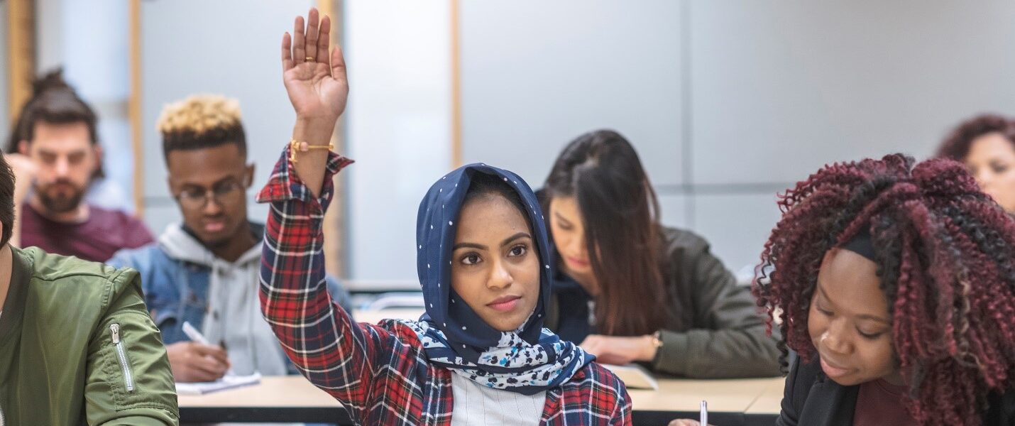 People in a classroom.